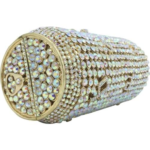 Boutique De FGG Fashion Stylish Beer Can Shape Crystal Clutch Evening Bags Women Formal Party Cocktail Purses and Handbags