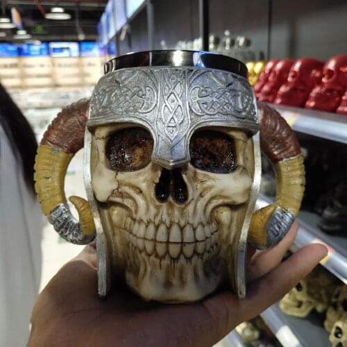 Stainless Steel 3D Skull Mug Drinking Cup Skeleton Resin Beer Coffee Tea Cups Pub Bar Drinkware Home Decor Stein Man Gift