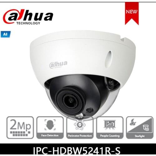 Dahua IP camera IPC-HDBW5241R-S 2MP WDR IR Dome AI Network Camera support POE Security camera