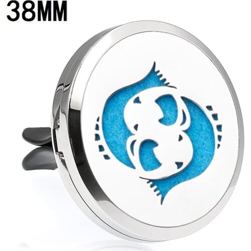 316L Stainless Steel Twelve Constelllations Essential Oil Perfume Car Diffuser 38mm Magnetic Open Locket 10pcs Pads Free