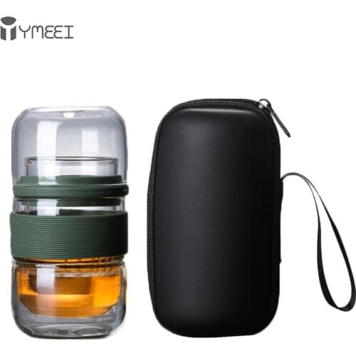 YMEEI Travel Teaware Sets With Carring Cases Glass Puer Teapot Portable Heat-resistant Filter Flower Tea Outdoor Drinking Sets