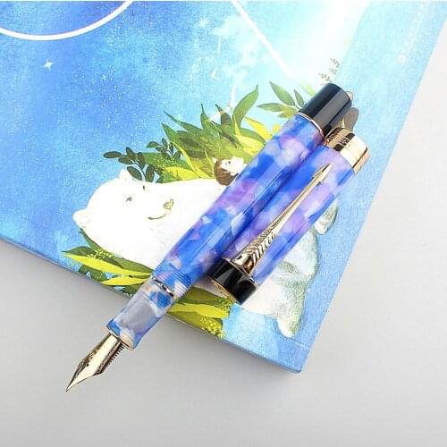 Jinhao Centennial 100 Fountain Pen 18KGP Golden Plated M Nib 0.7mm Acrylic Ink Pen With Arrow Clip