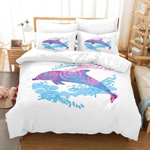 Dolphin Shark Bedding Set Single Twin Full Queen King Size Ocean Fish Bed Set Childrens Kid Bedroom Duvetcover Sets 3D Print 12