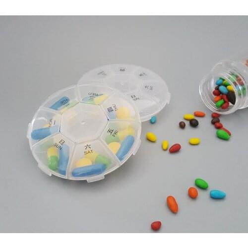 7 Days Medicine Pill Case Mini Round Portable Travel Storage Vitamin Box Sort Tablet Holder Organizer Container Health Care Tool