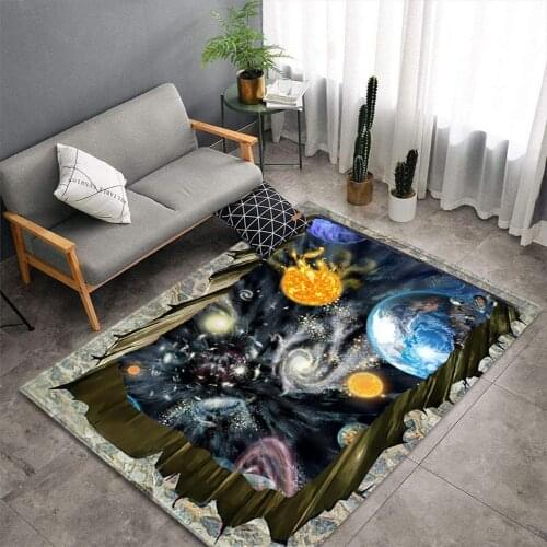 Galaxy Space Stars 3D Printing Carpets for Living Room Bedroom Area Rugs Kid Room play Floor Mat Soft Flannel Child Game Carpet