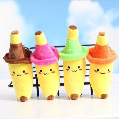 Creative Banana with hat colourful pendant plush Featured Exquisite Keychain bag decoration soft Soothing doll christmase gift