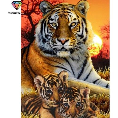 Full Circle Diamond Painting Tiger 5D DIY Diamond Embroidered Round Mosaic Animal Cross Stitch for Sale Home Decoration Gift