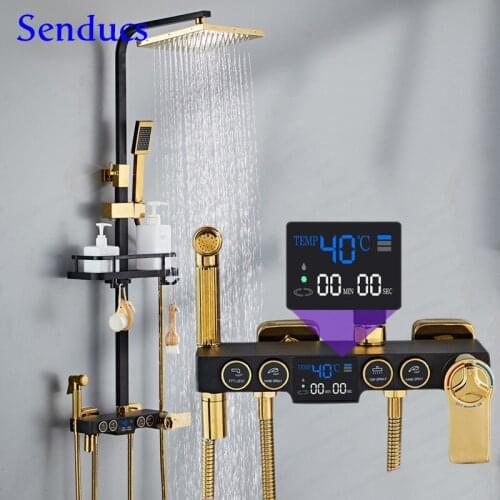 Bathroom Shower Set Rainfall Digital Shower System Quality Brass Bathroom Faucet Copper Bath Bidet for Thermostatic Shower Set