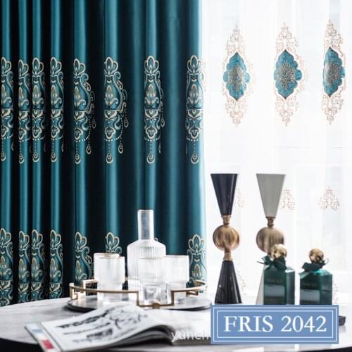 2021 New Silk Cotton Jacquard European Style Curtain Shading Finished Customized Curtains for Living Dining Room Bedroom