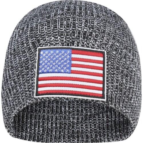 New USA Flag Beanies For Men Winter Hat Womens Outdoor Bonnet Skiing Hat Female Soft Wool Slouchy Knitted Hat For Boys
