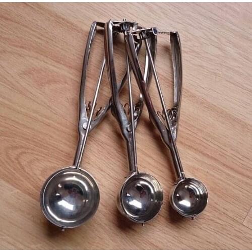New Arrival 4CM 5CM 6CM Kitchen Ice Cream Mash Potato Scoop Stainless Steel Spoon Spring Handle Kitchen Accessories