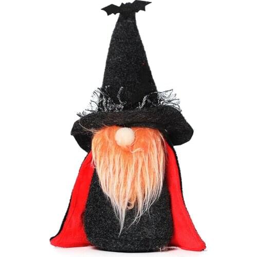 Halloween Plush Gnomes Black Cloak Hat Doll Toys Decoration Gifts for Kids Birthday Housewife Home Holiday Decorations