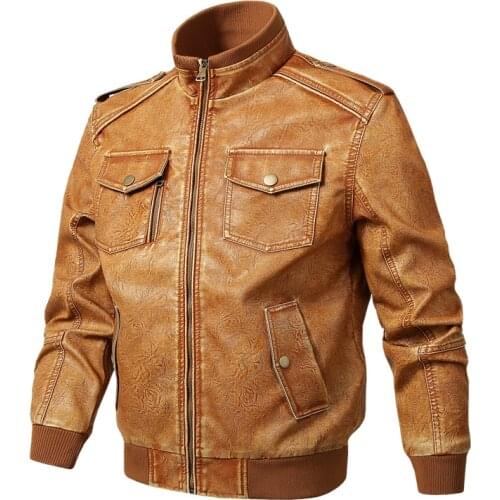 Pop Men Leather Jacket Autumn Winter Casual Mens Vintage Motorcycle Coat PU Jacket plus size Fashion Bomber Faux Leather Jacket