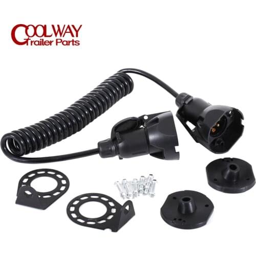 3 Meters 7pin Spring Cable With Two Plugs And Sockets Mounting Brackets Trailer Parts Connector Suit