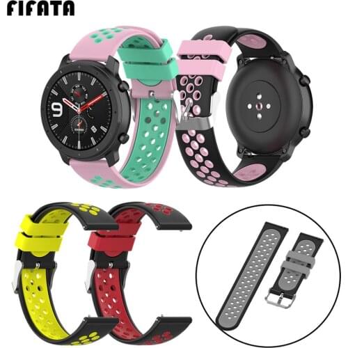 FIFATA 20mm 22mm Colorful Silicones Replace Watch Strap For Xiaomi Huami Amazfit Bip Youth/Huawei Watch GT/Samsung Gear Sport