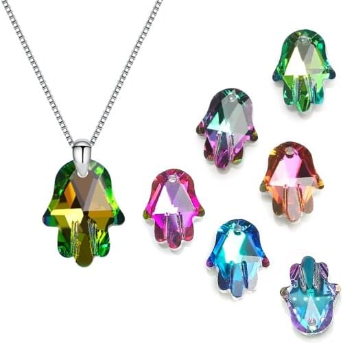 ZHUBI 18mm Hand Shape Crystal Pendant Charm Glass Loose Beads For Women Jewelry Making Necklaces DIY Earring Findings 20pcs/lot