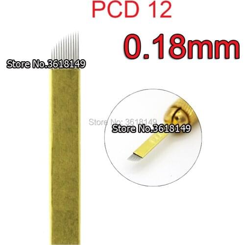 0.18mm PCD 12 Microblading Needles Tattoo Needle Hard Lamina Tebori for Permanent Makeup Eyebrow Lip 3D Embroidery Manual Pen