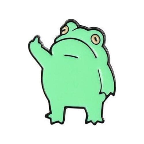1Pcs Frog Brooch Cute Funny Vertical Middle Finger Green Frog Brooches Creative Cartoon Animal Badge DIY Clothing Accessories