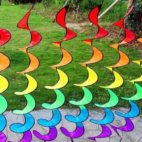 1Pcs Foldable Rainbow Spiral Banners Windmill Garden Camping Tent Home Party Garden Diy Decor Flags 130*22cm