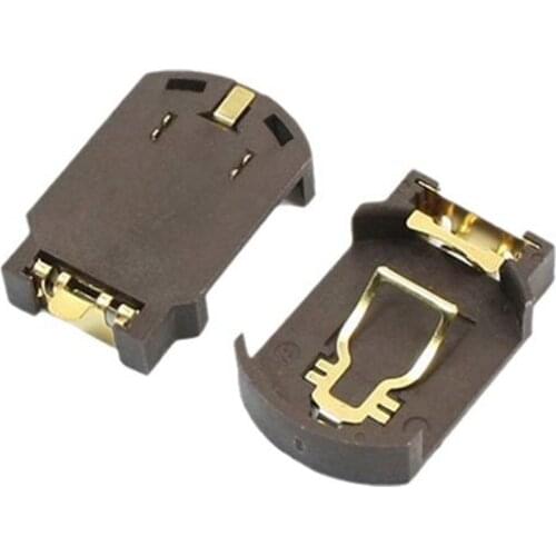 10 x CR2032 plastic button cell battery base holder for SMD coffee