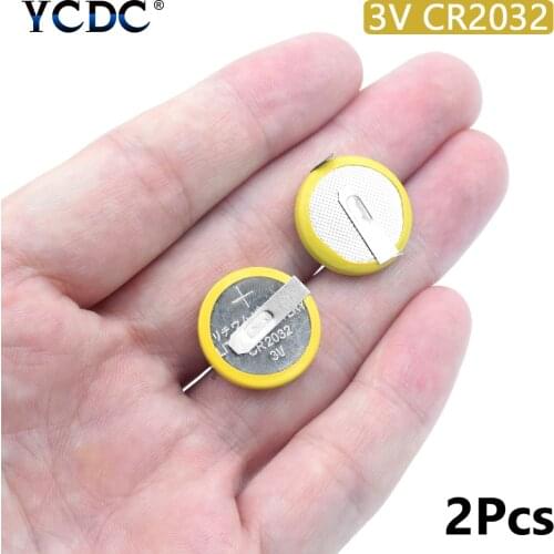 2 Solder Tabs Design CR2032 Battery For Motherboard Calculator 2pieces Electronic Remote Control Button Coin Cells Bateria