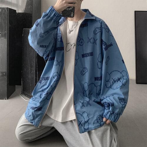 2021 New Fashion Men Jacket Sweatshirts Loose Oversized Can be worn on both sides Zipper Jacket Coats Trendy Streetwear