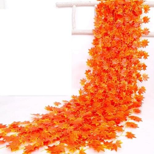 30 leaves 1pcs 2.4M home decoration artificial maple vine leaf wreath plant vine fake leaf flower creeper red maple vine crown