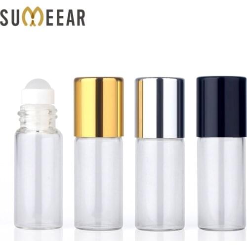 50pieces/lot 3ml Clear Roll On Roller Bottle for Essential Oils Refillable Perfume Bottle Deodorant Containers