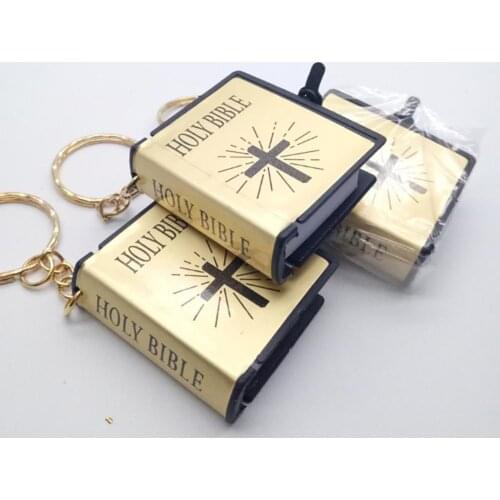 Key Ring Mini Delicate Holy Bible Book Keychain Decoration Key Chain For Men HOLY BIBLE Religious Christian Jesus Cross Keyring