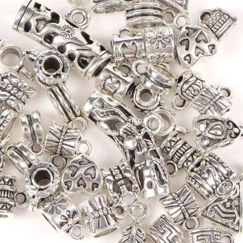 10pcs Antique Charm Bail Beads Spacer Beads Pendant Clips Clasps Connectors For Jewelry Making Bracelet Necklace Accessories