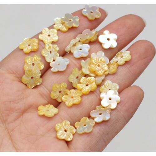 4 PCs Natural Petal-shaped Shell Loose Beads Cute Yellow Handmade Crafts DIY Necklace Bracelet Earrings Jewelry Accessories Bead