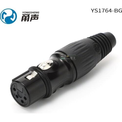 1Pcs Yongsheng YS1764-BG four-pin female plug XLR balanced black gold version speaker DIY audio accessories HIFI