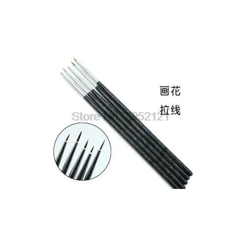 By dhl or ems 500sets 5pcs/set Nail Brushes Black Print Acryl Brush Nail Pull Pen Nail Tools 3D Drawing Nail Gel Brush beauty