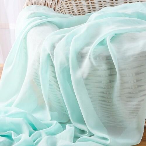 Drape Chiffon Fabric By The Meter Per for Dress Skirt Clothing Lining Georgette Brocade Tulle Mesh Fabrics Sewing Blue Summer