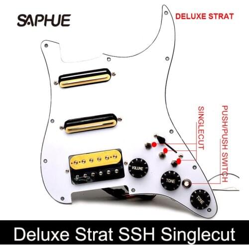 Electric Guitar Duluxe Strat with Singlecut Wiring GP-panel Loaded Prewired Pickguard SSH Guitar Pickguard Scratchplate Assembly