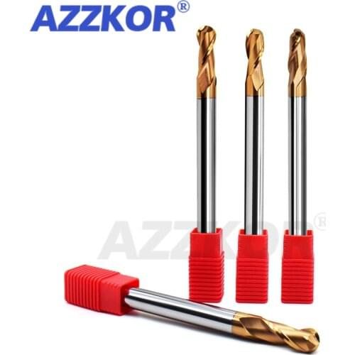 Milling Cutter Alloy Coating Tungsten Steel Tool 150L Hrc55 Lengthening Ball Nose Endmills AZZKOR Top Milling Cutter Endmill