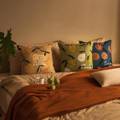 Fruit Pillow Case Message Print Pillowcase Nordic Back Support Pillow Cushion Cover Bed Room Decorative Hotel Home Decor