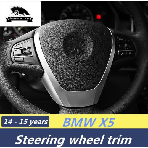 Hot ABS Chrome Steering Wheel Cover Decoration Sequins Car Sticker For BMW X5 X6 2014-2016