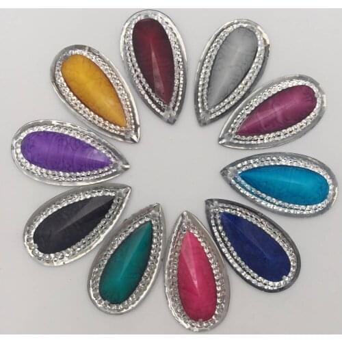 Hot 20PCS resin 16mm*30mm crack teardrop flatback rhinestone wedding diy 2 Hole buttons Ornaments crafts SK07*2