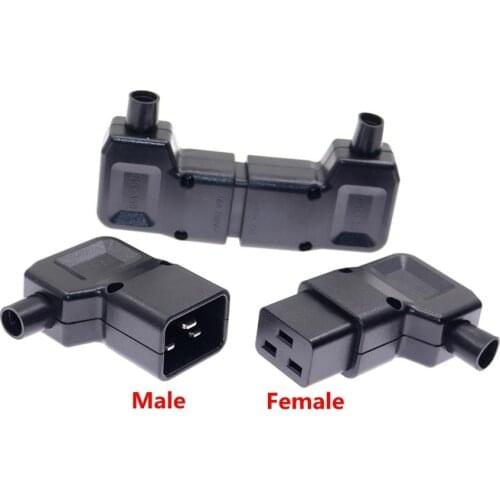 IEC320 Rewirable Socket PDU UPS 16A 250V, IEC320 C20 DIY Power Connector, Connet C19 Female Plug AC Adapter Black