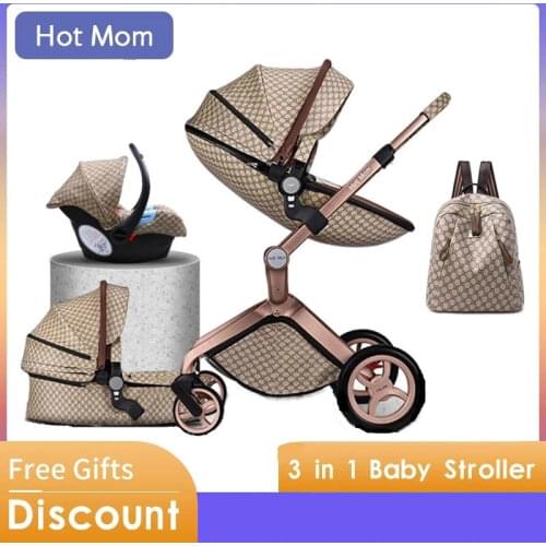 HotMom 4 in 1 Luxury Baby Stroller High Landscape Aluminum alloy frame leather Bebe Pram CE standard For Newborn EU No Tax