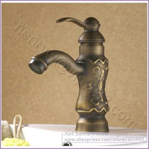 L15077 - Luxury Deck Mounted Bronze Color Brass Material Hot & Cold Water Basin Faucet
