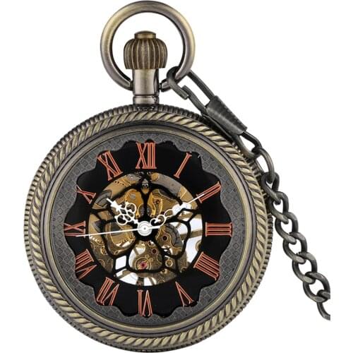 Mechanical Pocket Watch Hollow-out Case Necklace Clock With Chain Gift For Men Women Accessory relojes de bolsillo para hombre