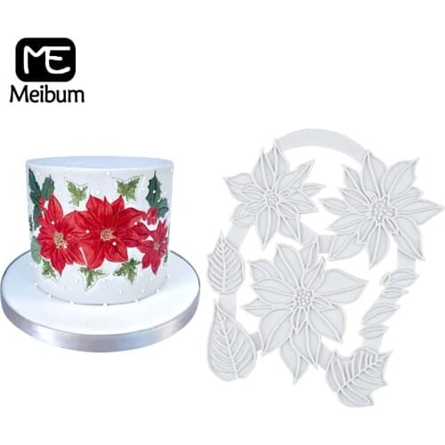 Meibum Christmas Flower Silicone Fondant Cake Mold Chocolate Sugarcraft Gumpaste Baking Mould Pastry Dessert Decorating Tools