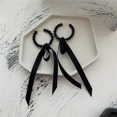Zeojrlly Trendy Women Dangle Earrings New Fashion 2020 Korean Long Atmospheric Black Crystal Earrings For Women Jewelry