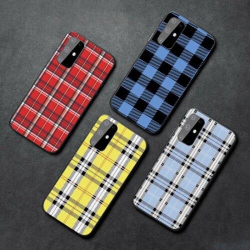 JAMULAR Fashion Brand Blue Lavender Plaid Fundas Phone Case For Samsung galaxy A S note 6 7 8 9 10 20 30 50 51 70 edge plus lite