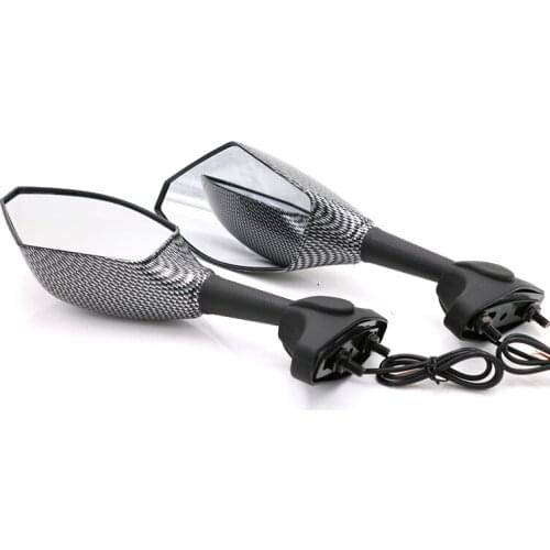 Carbon Fiber Moto Accessories Motorcycle Integrated LED Turn Signal Mirrors For Honda Kawasaki Yamaha Suzuki Ducati KTN