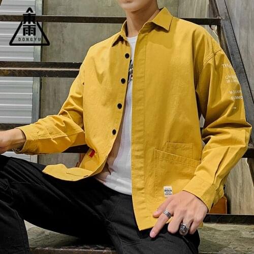 Mens Trendy Shirt Slim Long Sleeve Casual Solid Color Pocket Simple Design All-match Shirt Mens Spring and Autumn Jacket