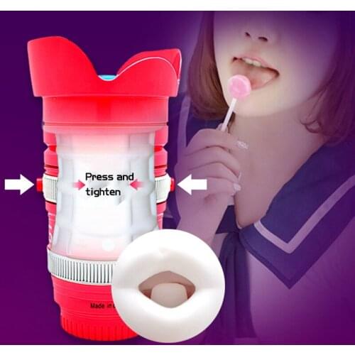 Male masturbator Electric Airplane Cup Tongue Mouth Masturbator Pussy Deep Throat Oral Masturbation Cup Sucking Sex Toy for Men