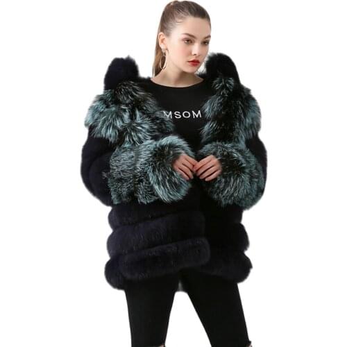 QIUCHEN PJ19042 2019 New arrival real fox fur women winter long coat Hot sale Thick furs Free shipping